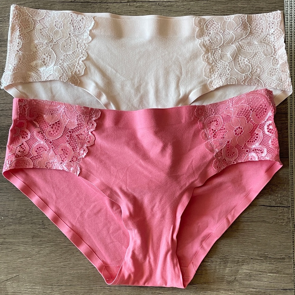 Laura Ashley Pink and White Lace Trim Panties